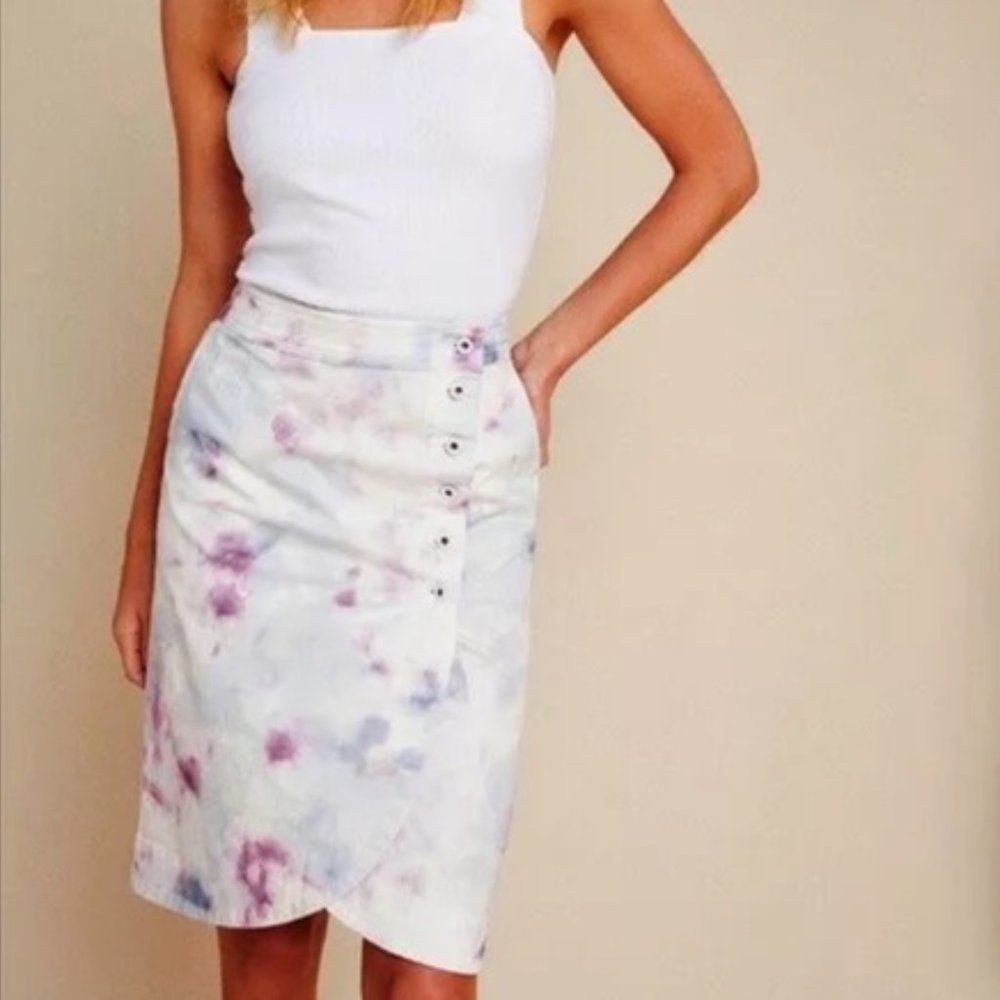 Anthropologie Purple Tie Dye Tulip Button skirt